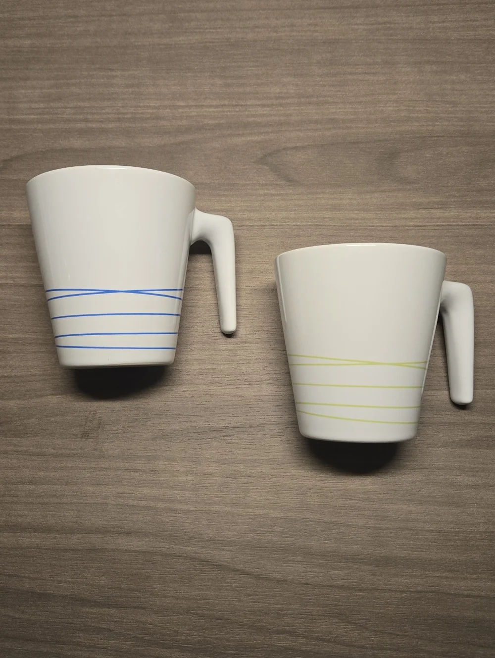 Set of 2 IKEA MUG White W Stripes L Hook Handle Coffee Tea Mugs Cups
